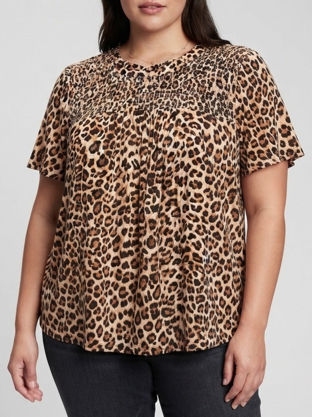 TORRID Leopard Print Short Sleeve Smocked Blouse 2X